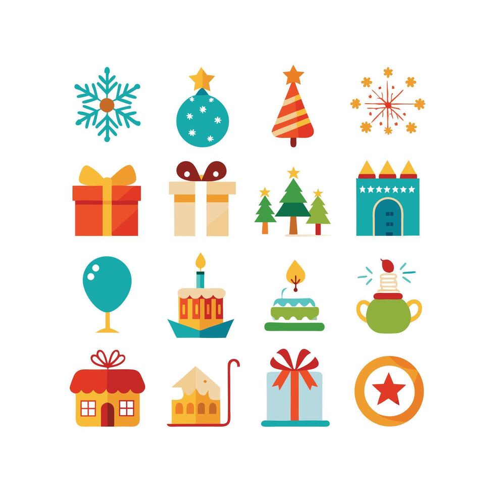 Holiday and Event Icon Set Collection Illustration vector