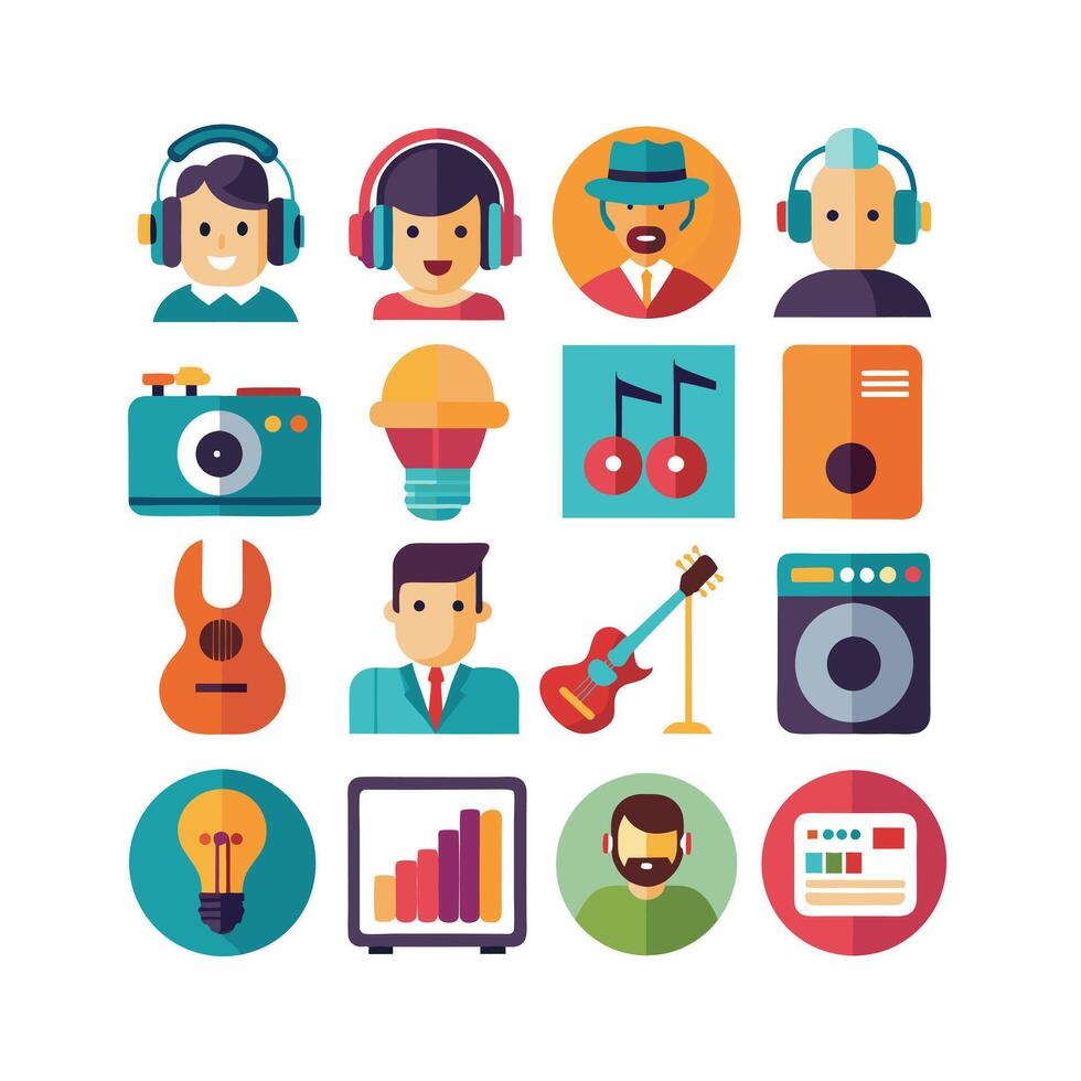 Music and Entertainment Icon Set Collection Illustration vector