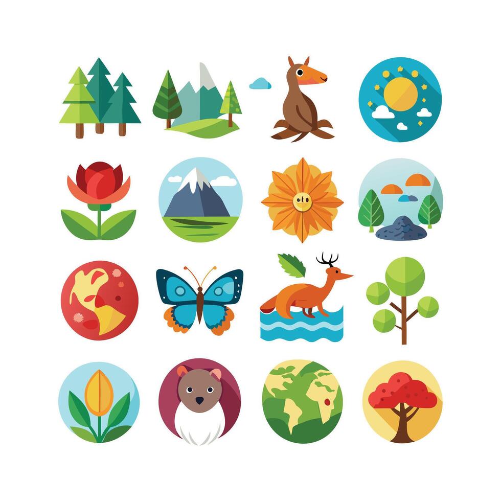 Nature Icon Set Collection Illustration vector