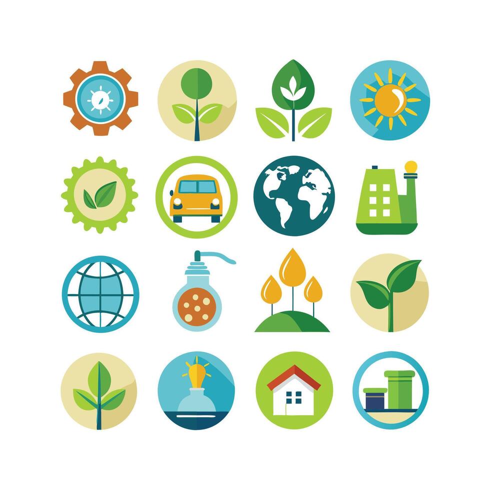 Environment and sustainability icon set illustration vector