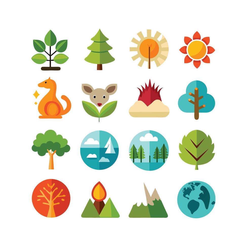 Nature Icon Set Collection Illustration vector