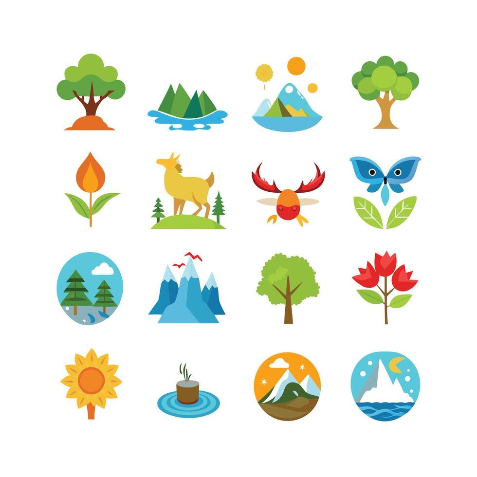 Nature Icon Set Collection Illustration vector
