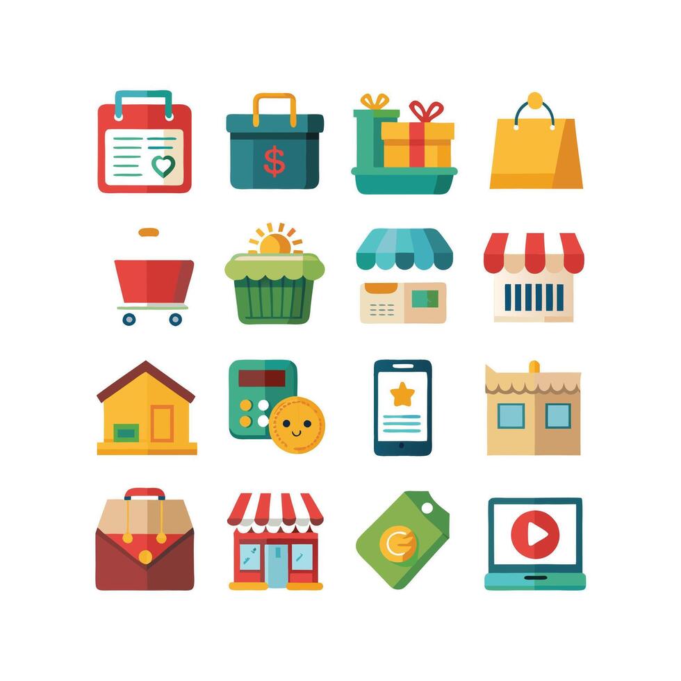 Retail and Shopping Icon Set Collection Illustration vector