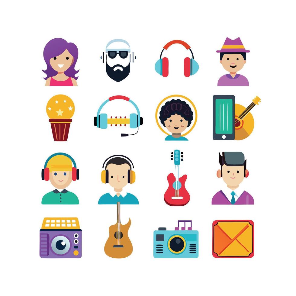Music and Entertainment Icon Set Collection Illustration vector