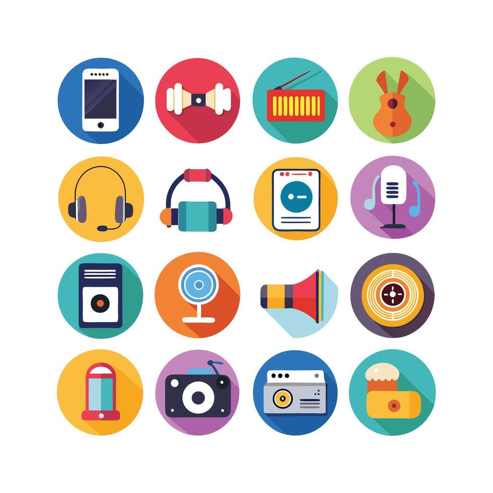 Music and Entertainment Icon Set Collection Illustration vector