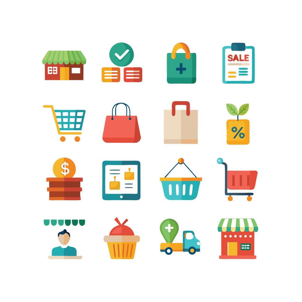 Retail and Shopping Icon Set Collection Illustration vector