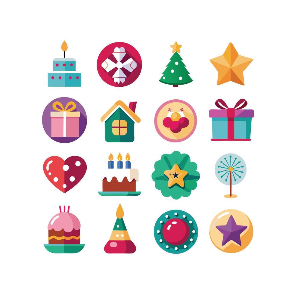 Holiday and Event Icon Set Collection Illustration vector
