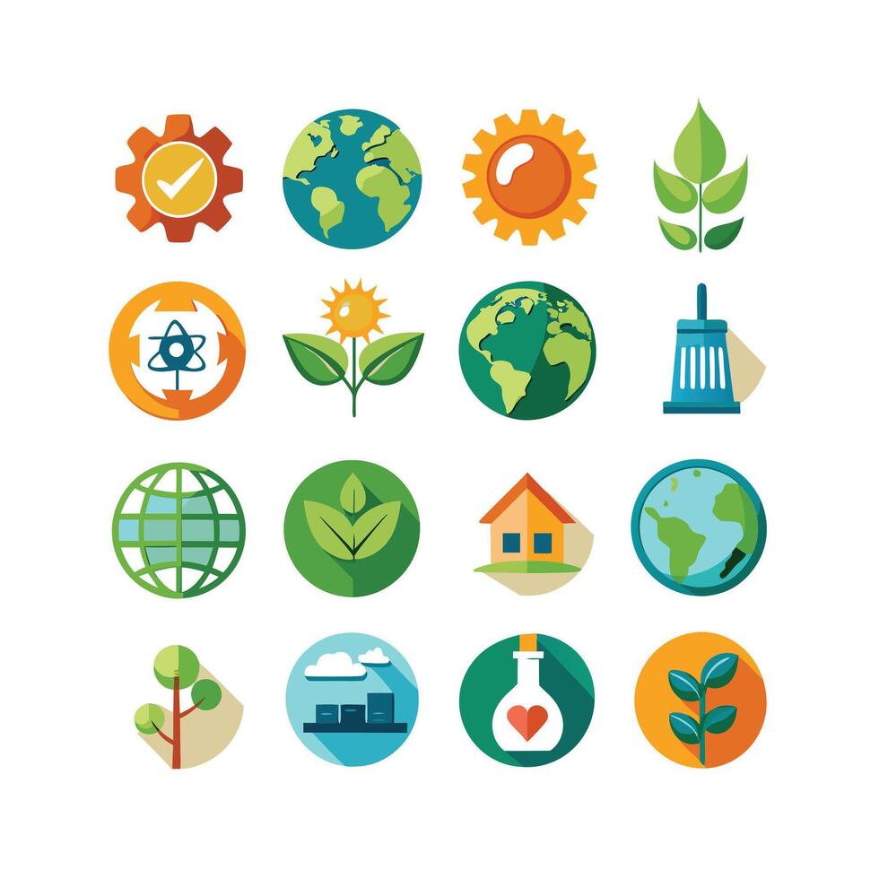 Environment and sustainability icon set illustration vector
