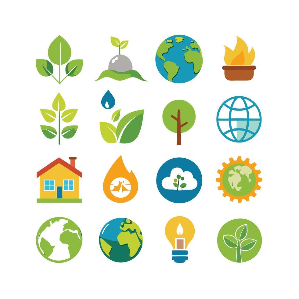 Environment and sustainability icon set illustration vector