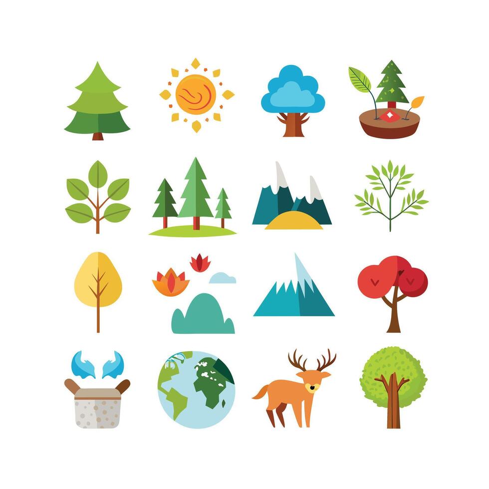 Nature Icon Set Collection Illustration vector