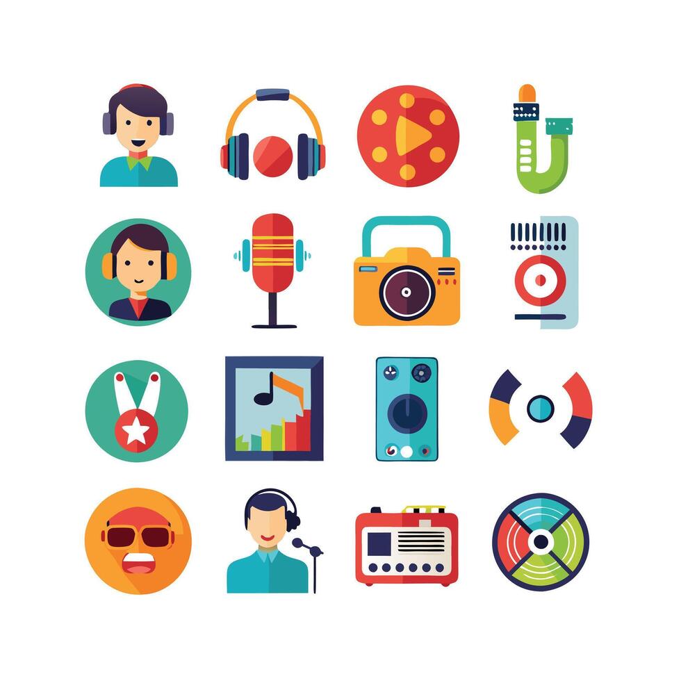 Music and Entertainment Icon Set Collection Illustration vector