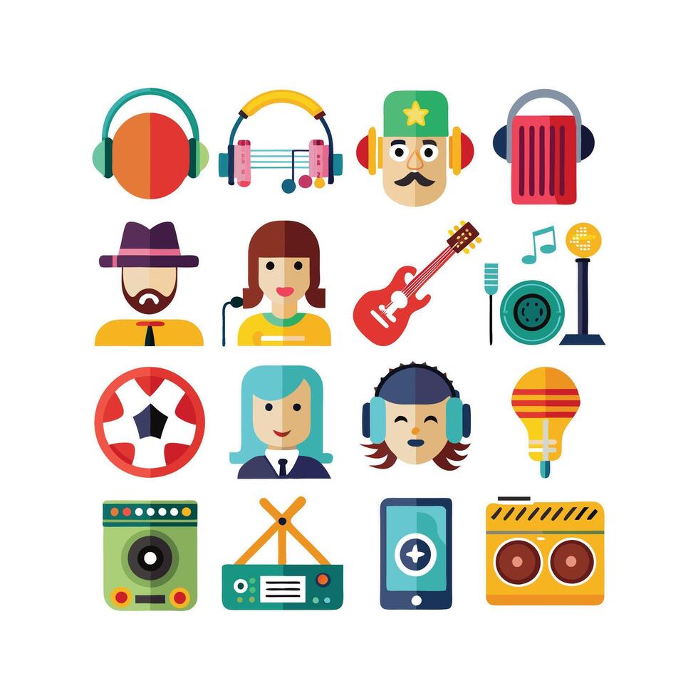 Music and Entertainment Icon Set Collection Illustration vector