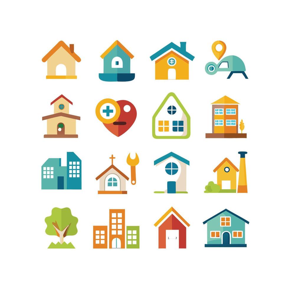 Home and Real Estate Icon Set Collection Illustration vector