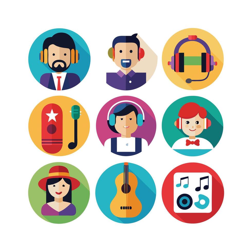 Music and Entertainment Icon Set Collection Illustration vector