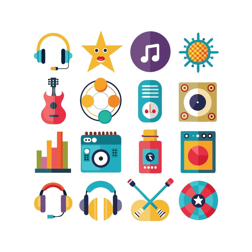 Music and Entertainment Icon Set Collection Illustration vector