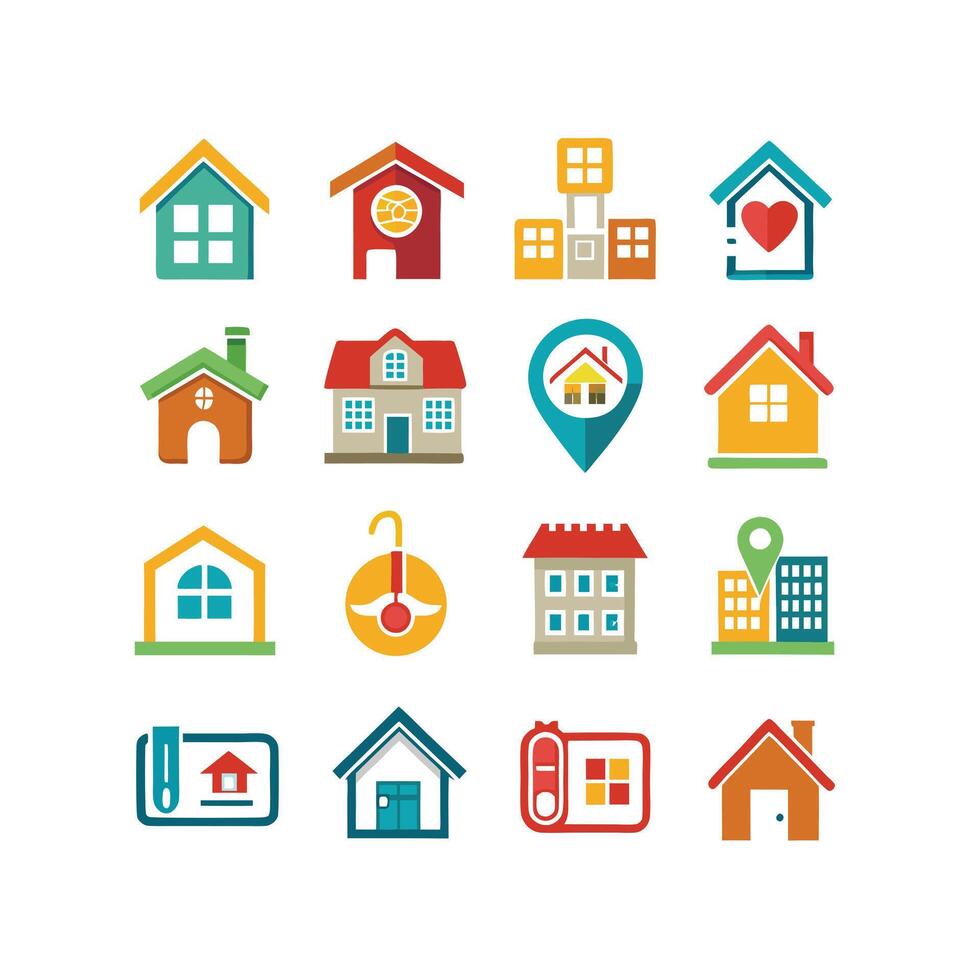 Home and Real Estate Icon Set Collection Illustration vector