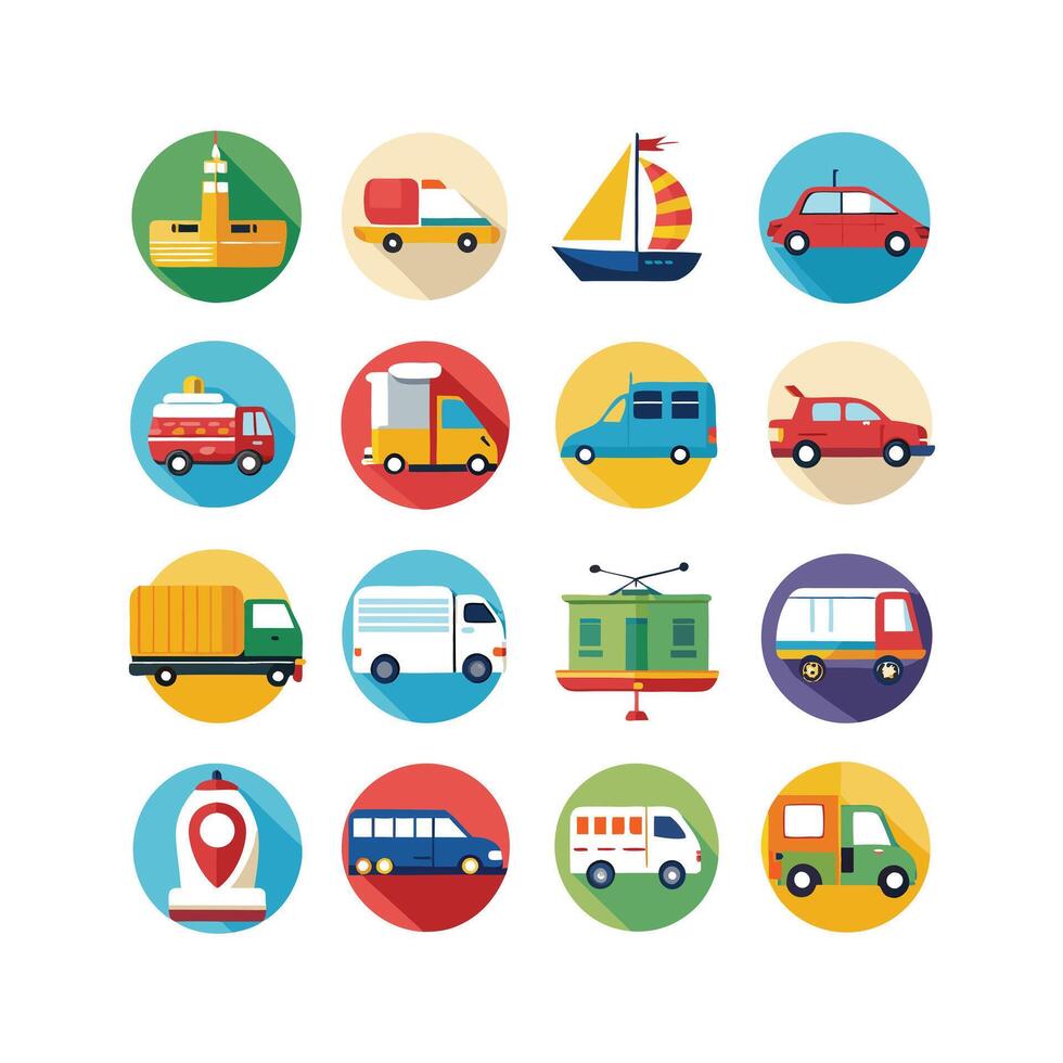 Transportation Icon Set Collection Illustration vector
