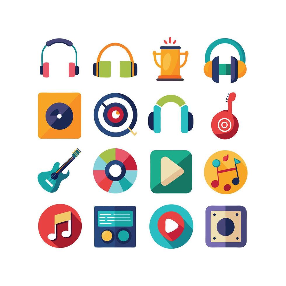 Music and Entertainment Icon Set Collection Illustration vector