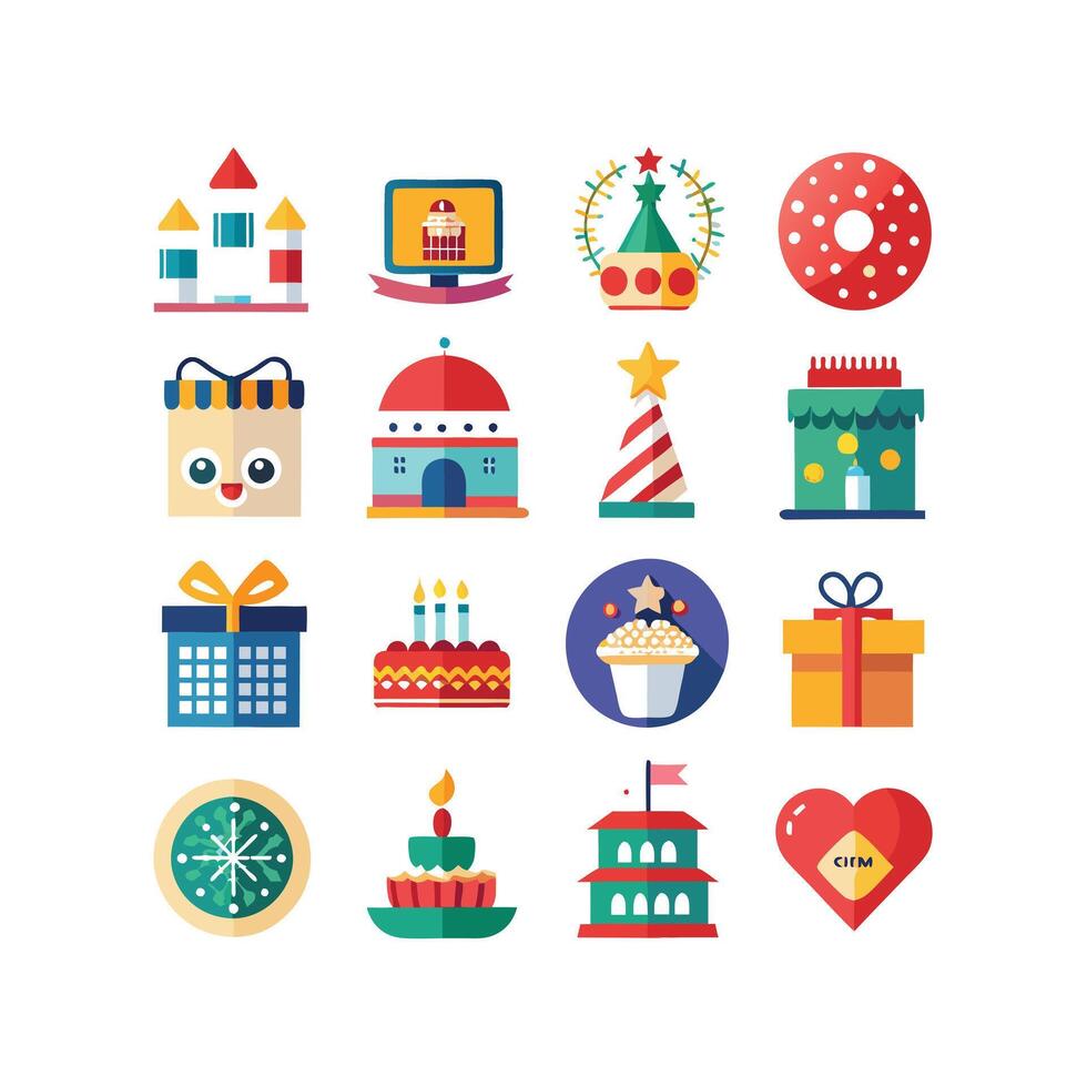 Holiday and Event Icon Set Collection Illustration vector