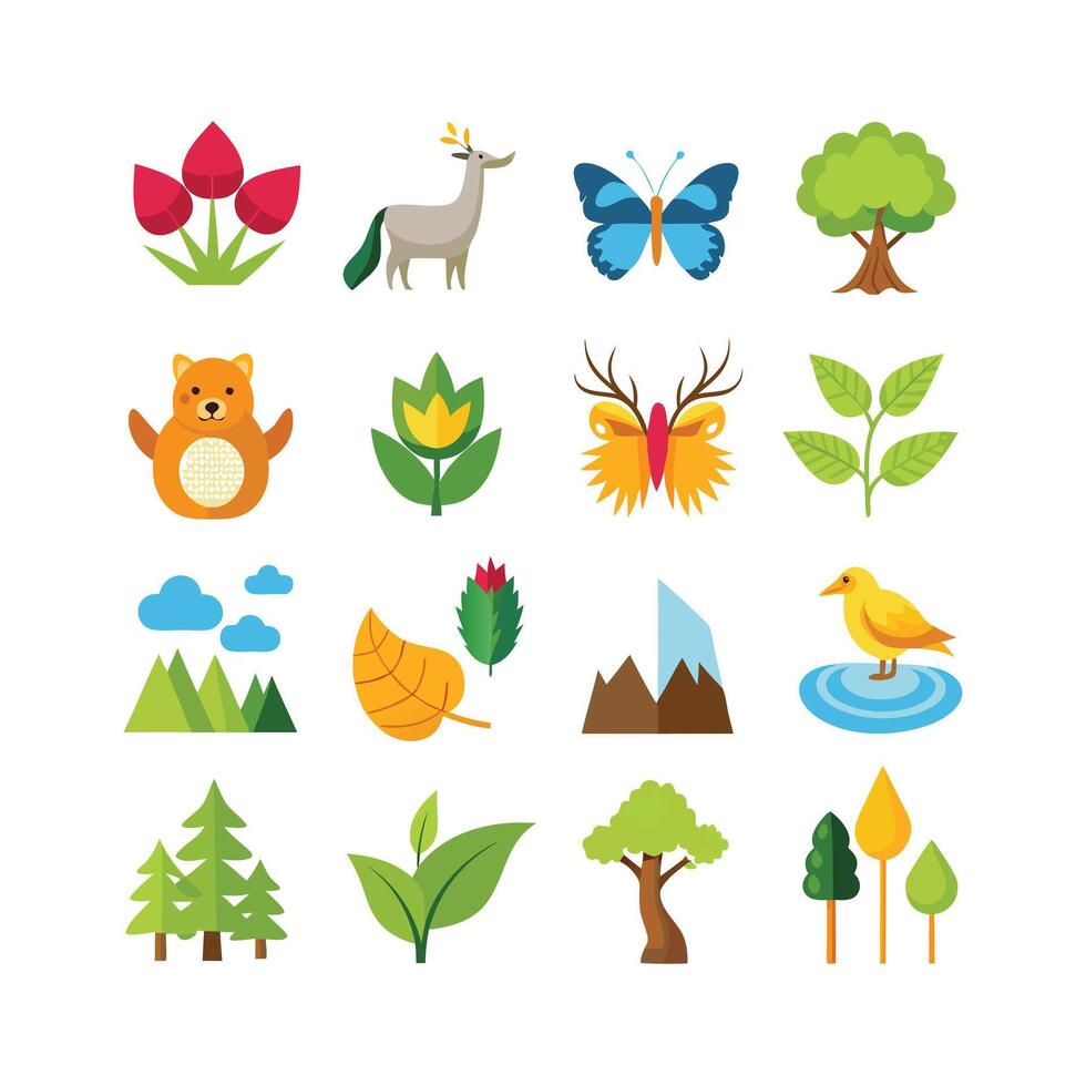 Nature Icon Set Collection Illustration vector