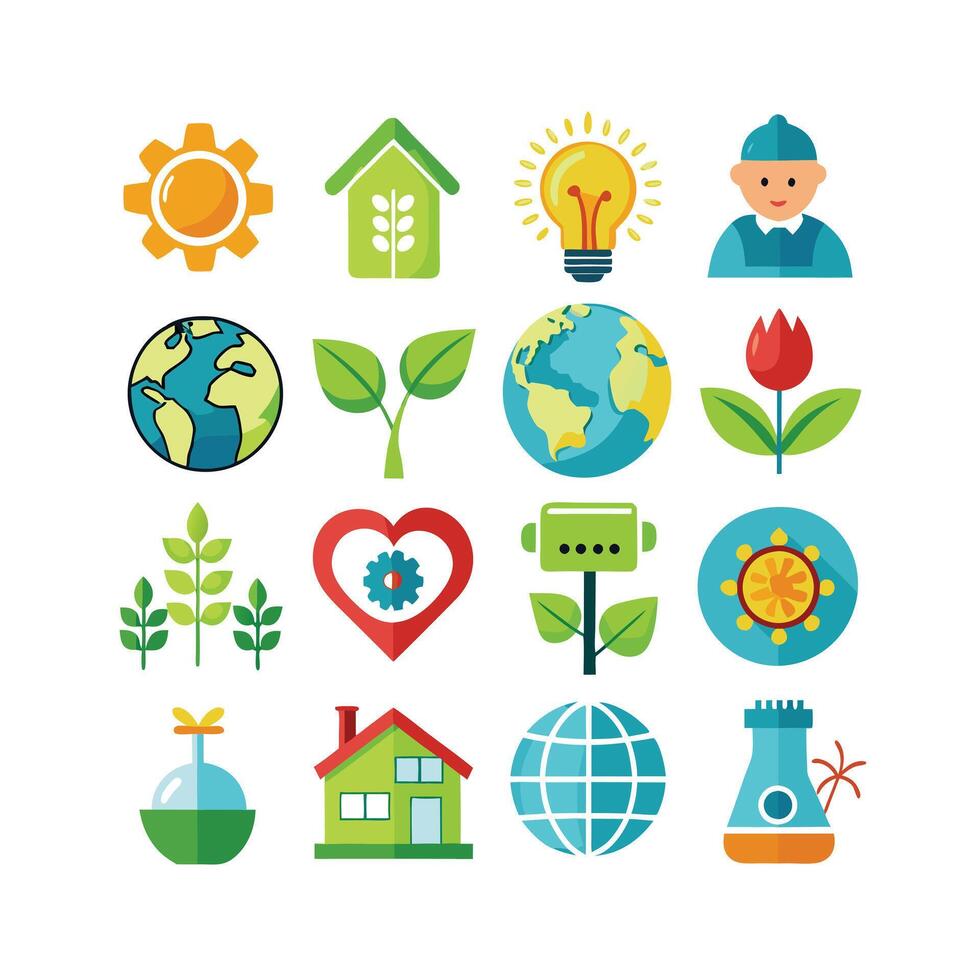 Environment and sustainability icon set illustration vector