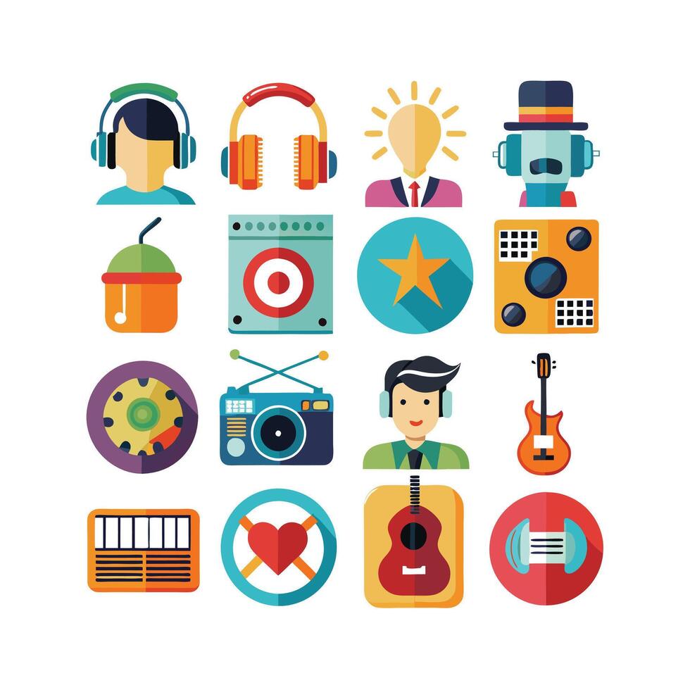 Music and Entertainment Icon Set Collection Illustration vector