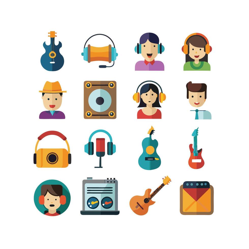 Music and Entertainment Icon Set Collection Illustration vector