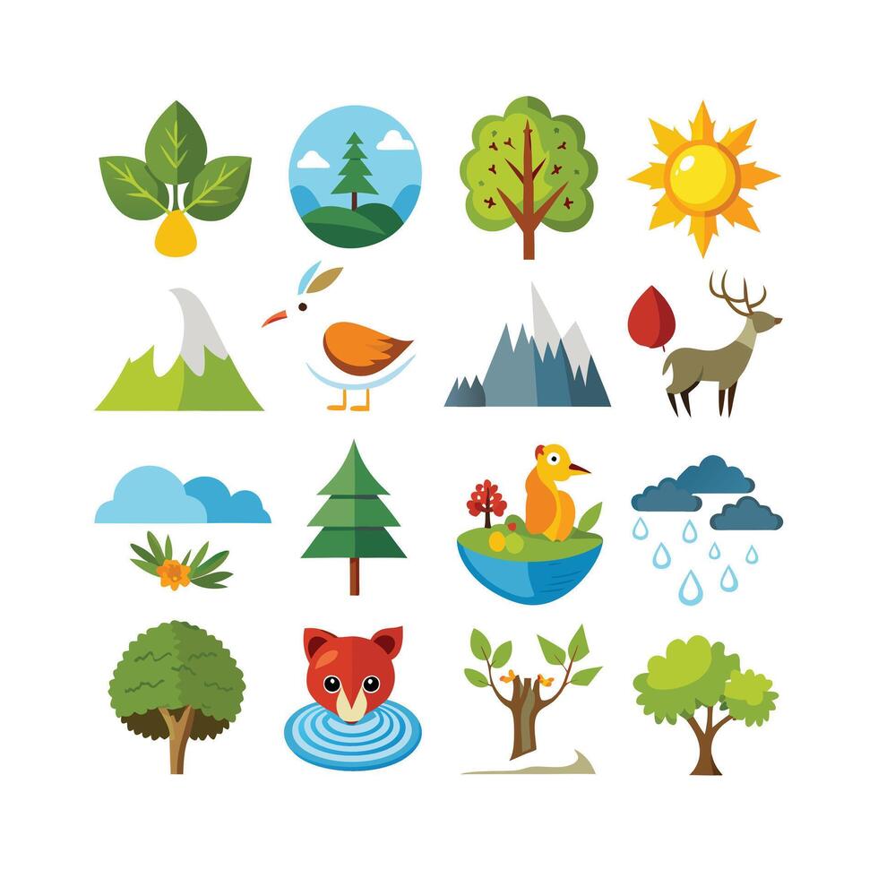 Nature Icon Set Collection Illustration vector
