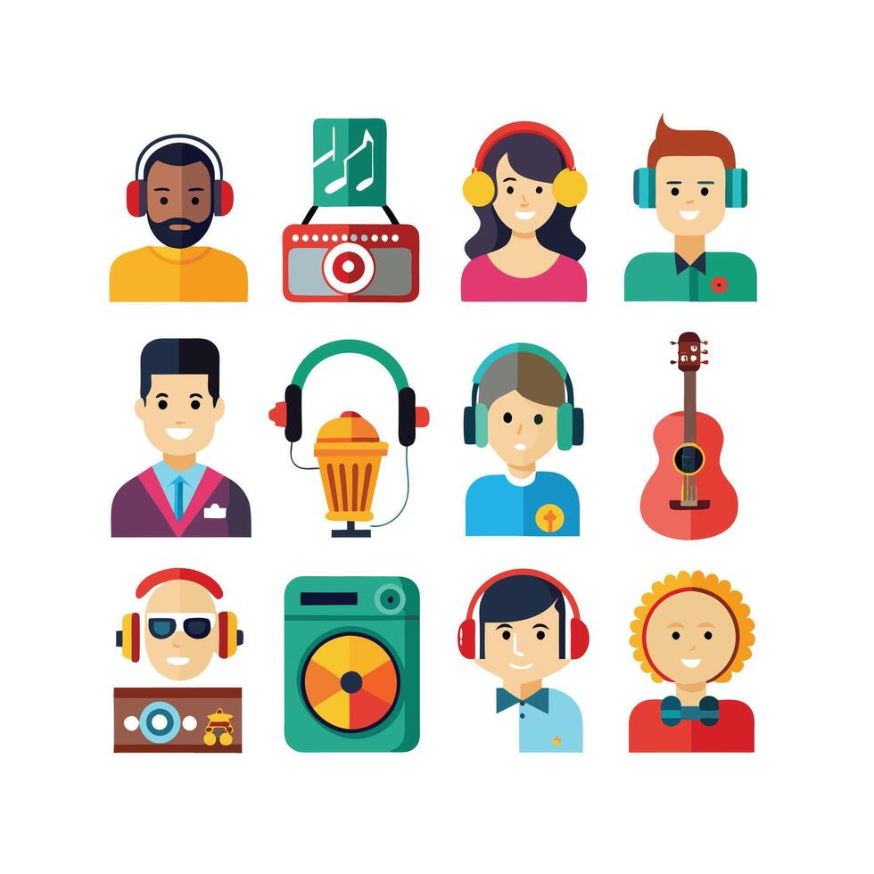 Music and Entertainment Icon Set Collection Illustration vector
