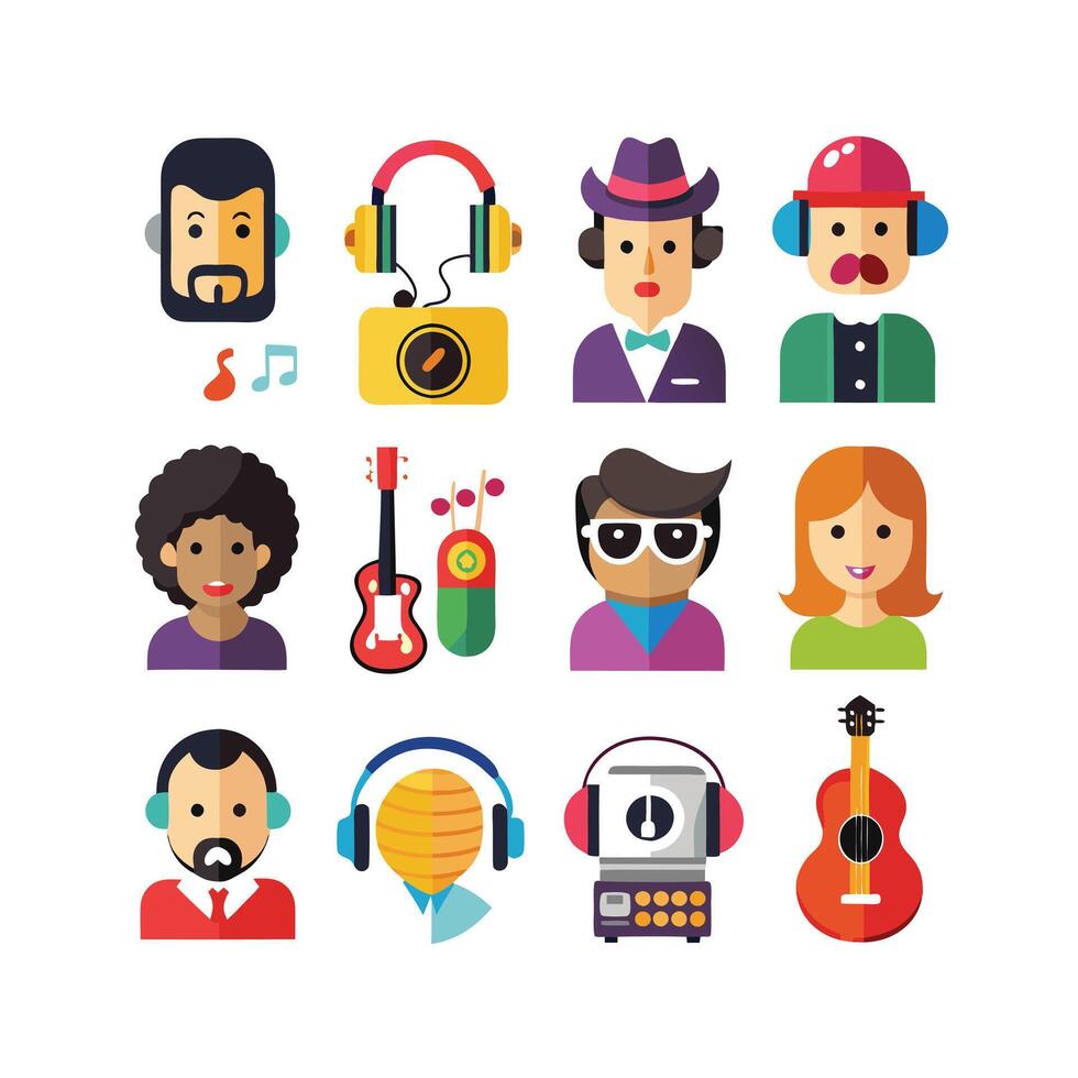 Music and Entertainment Icon Set Collection Illustration vector