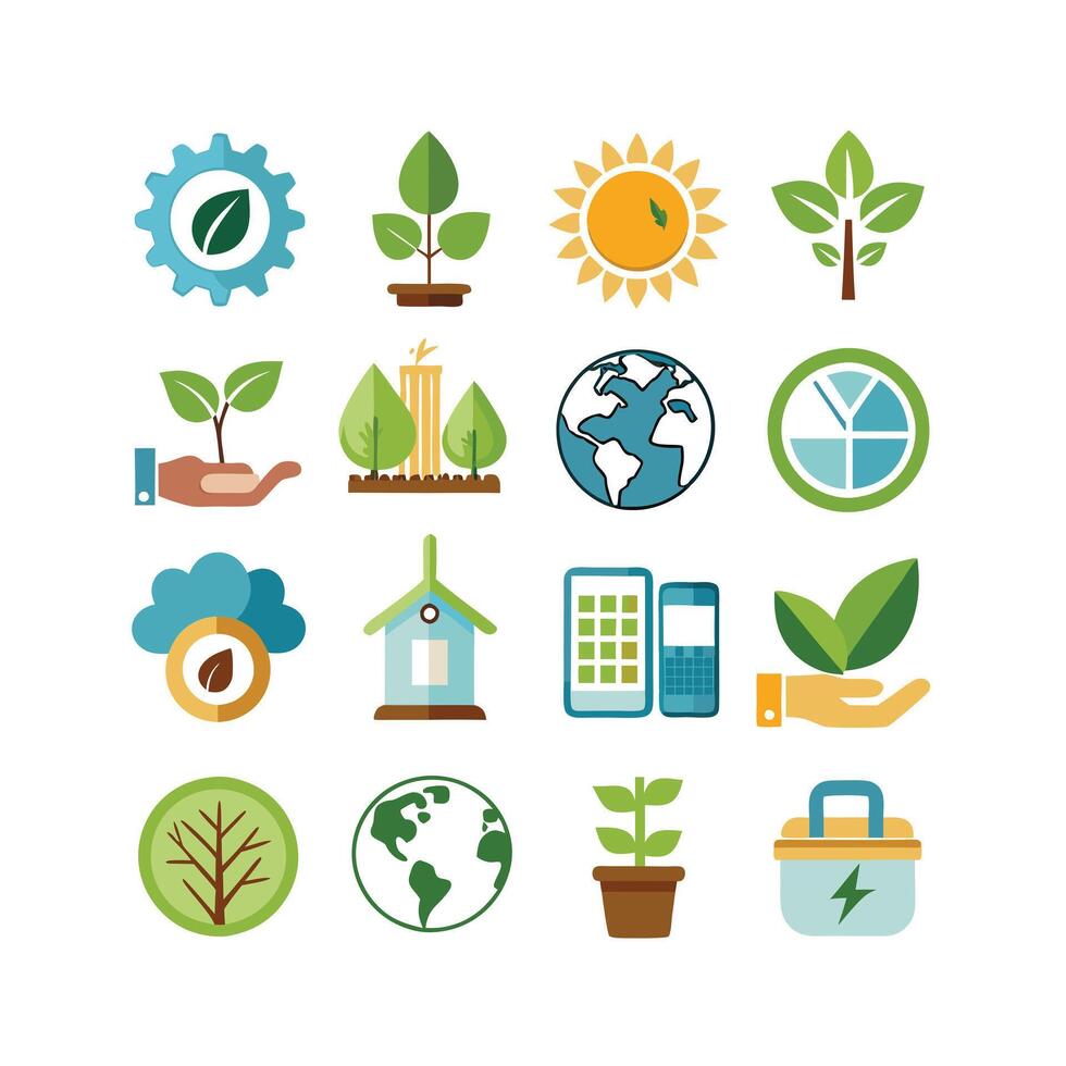 Environment and sustainability icon set illustration vector
