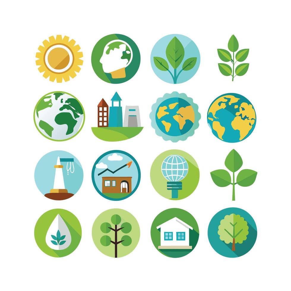 Environment and sustainability icon set illustration vector