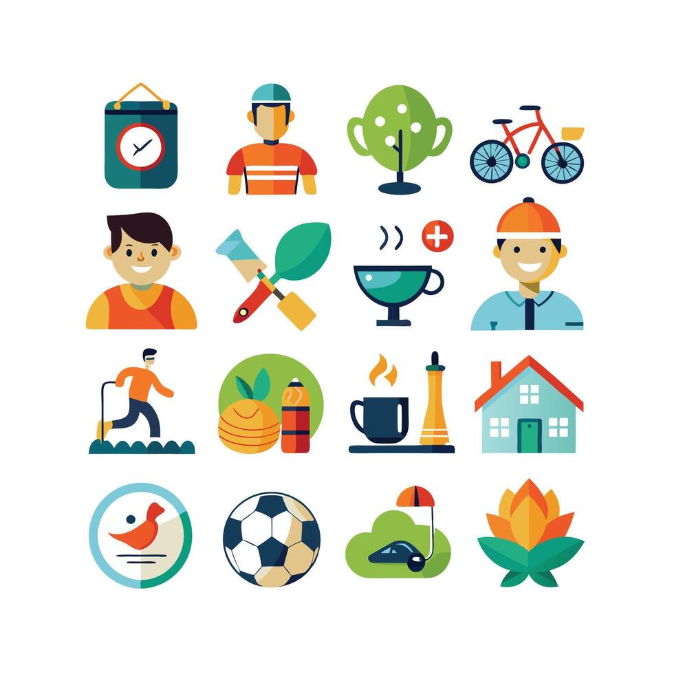 Lifestyle and Leisure Icon Set Collection Illustration vector