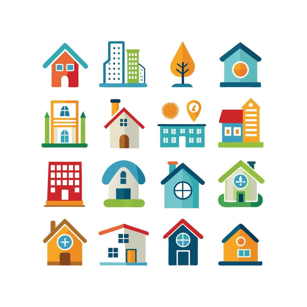 Home and Real Estate Icon Set Collection Illustration vector