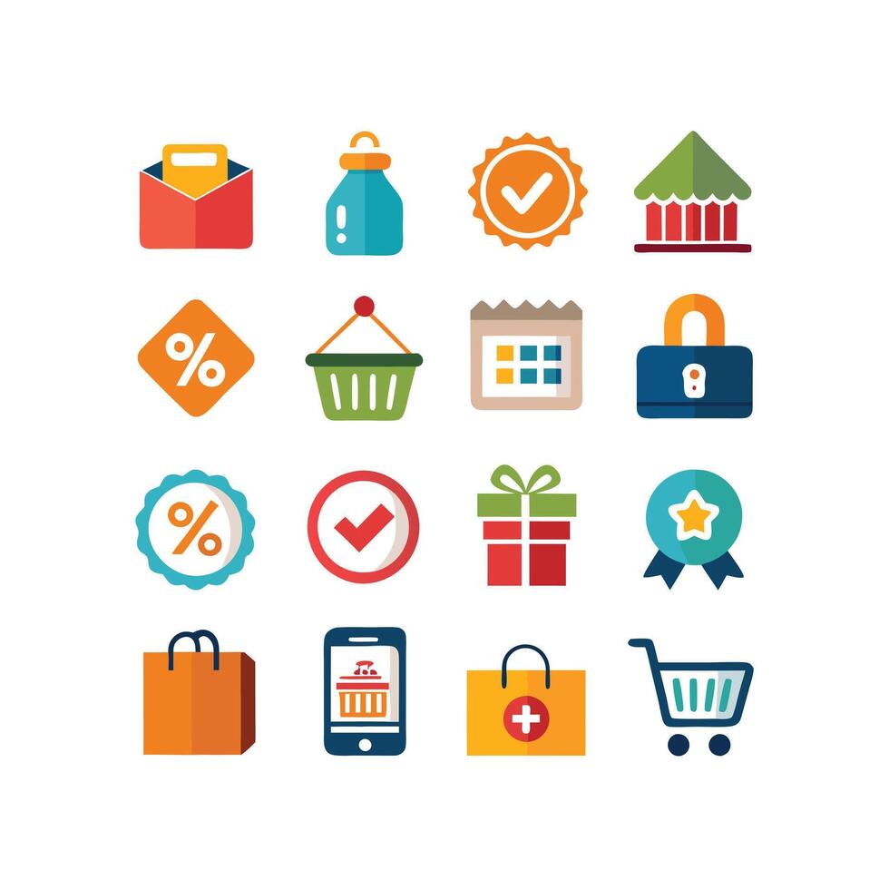 Retail and Shopping Icon Set Collection Illustration vector