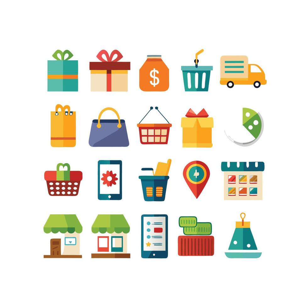 Retail and Shopping Icon Set Collection Illustration vector