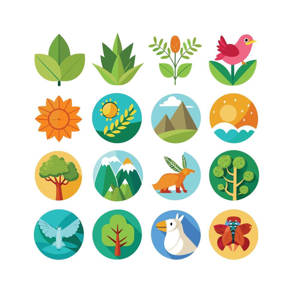 Nature Icon Set Collection Illustration vector