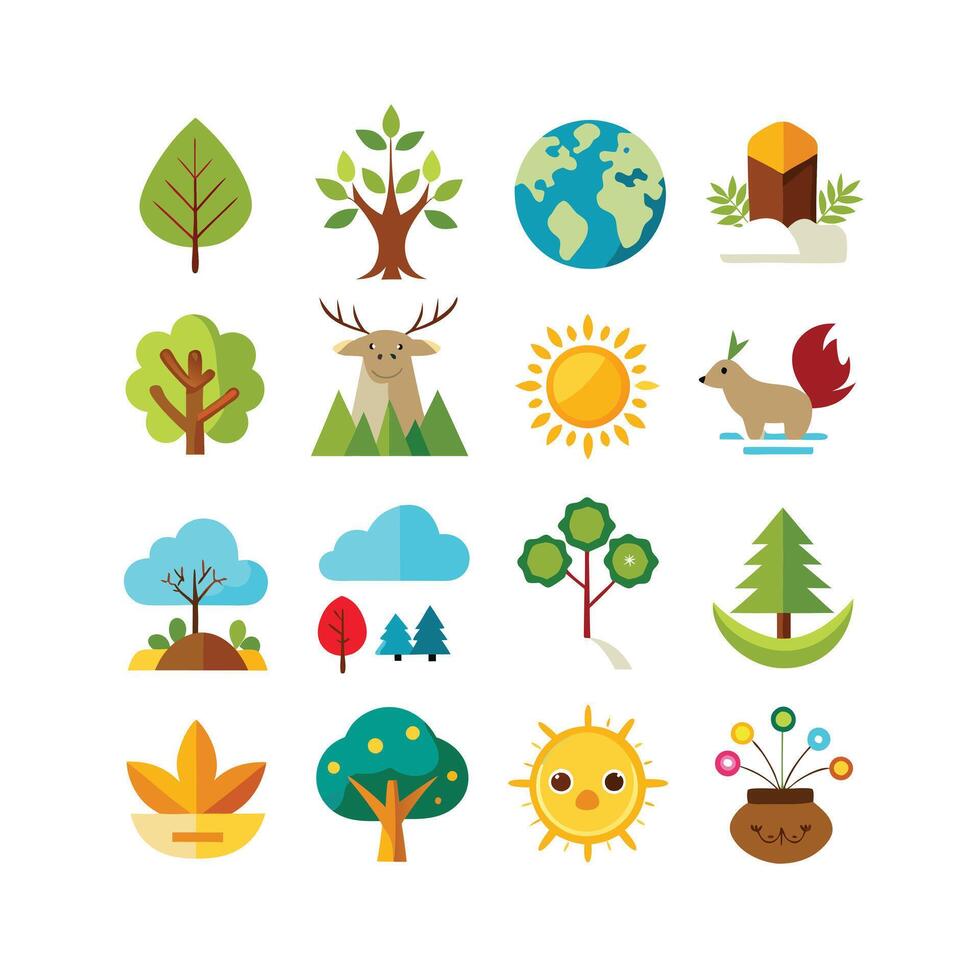 Nature Icon Set Collection Illustration vector