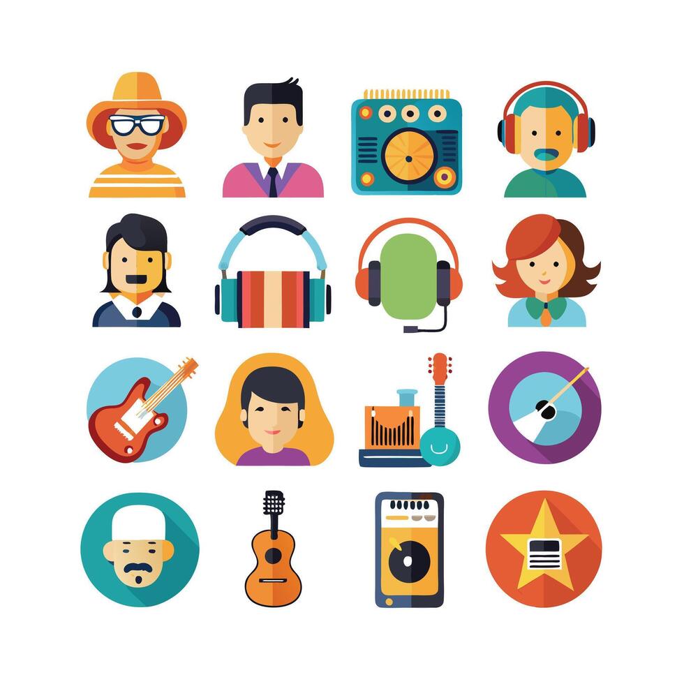 Music and Entertainment Icon Set Collection Illustration vector