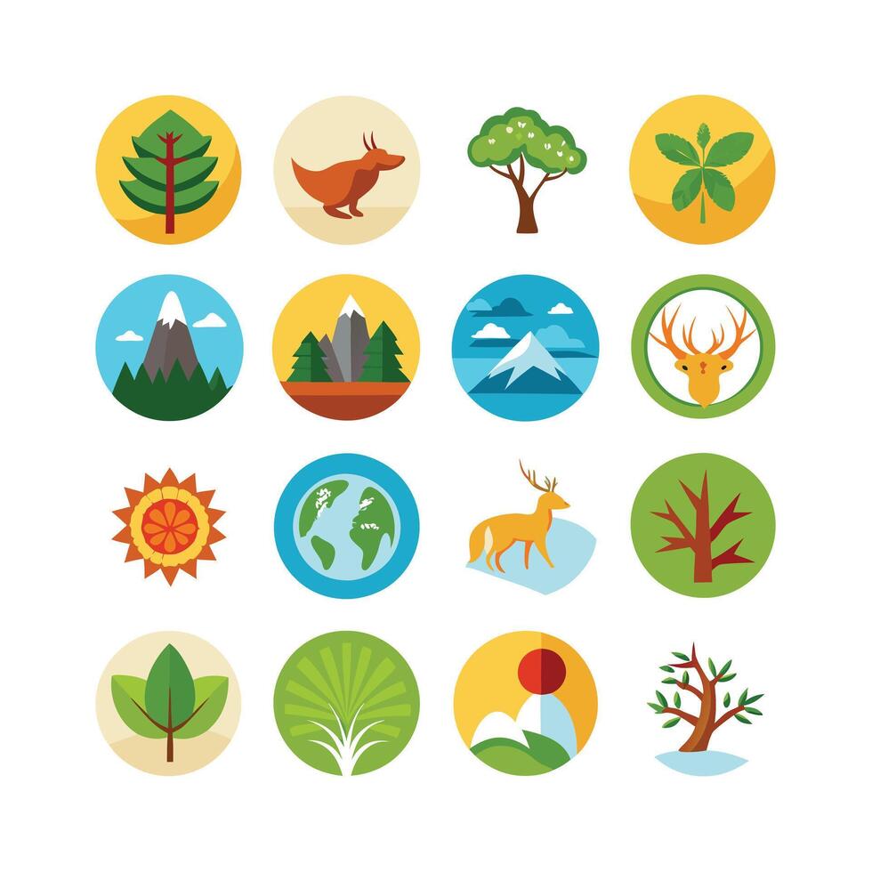 Nature Icon Set Collection Illustration vector