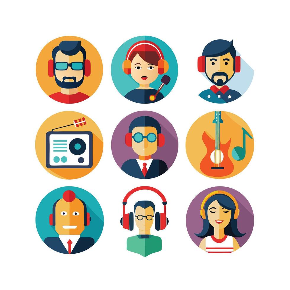 Music and Entertainment Icon Set Collection Illustration vector