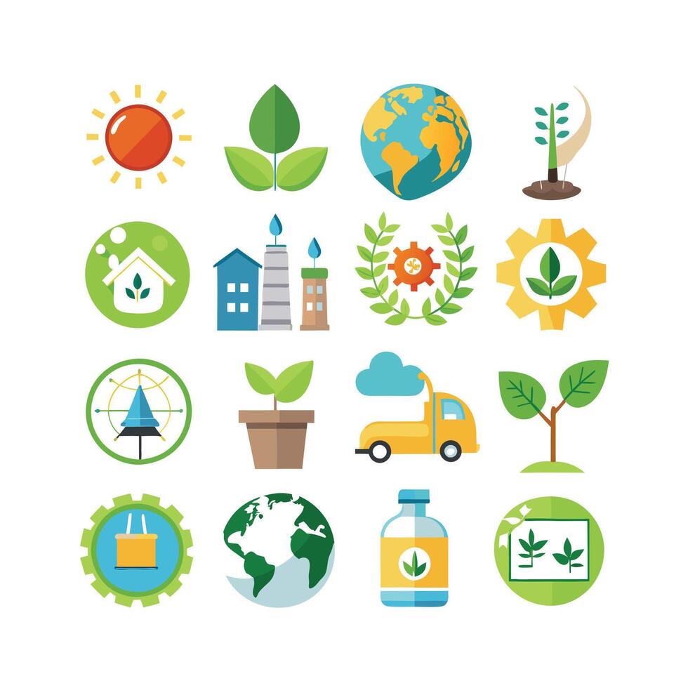 Environment and sustainability icon set illustration vector