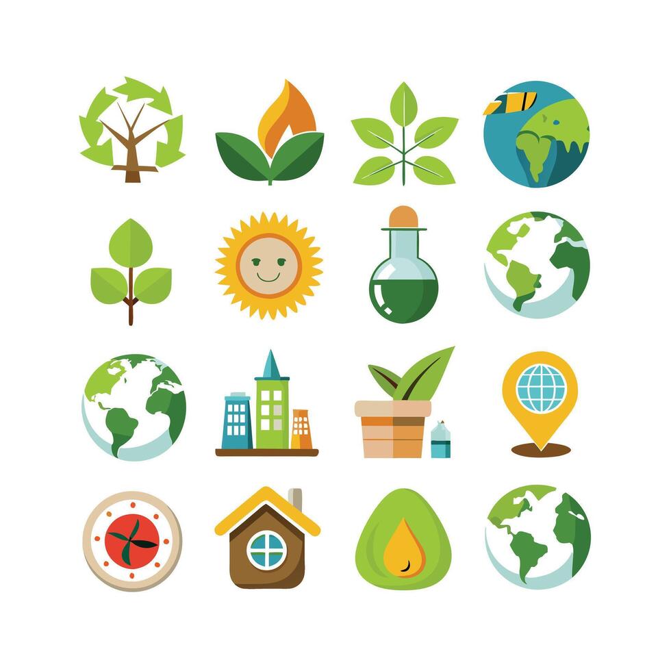Environment and sustainability icon set illustration vector