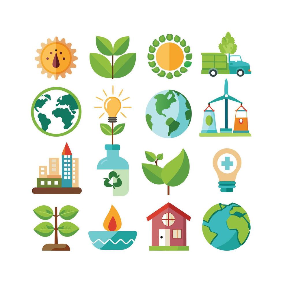 Environment and sustainability icon set illustration vector