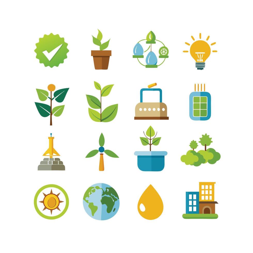 Environment and sustainability icon set illustration vector