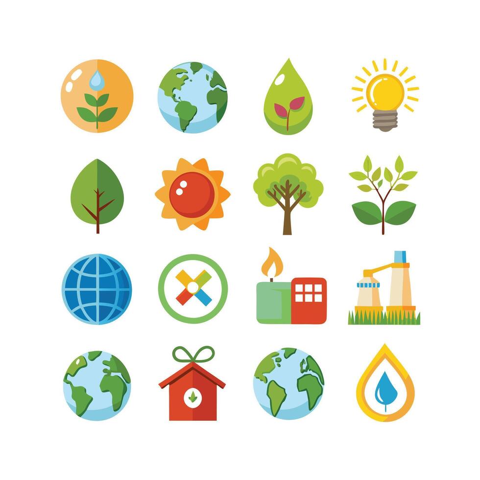 Environment and sustainability icon set illustration vector
