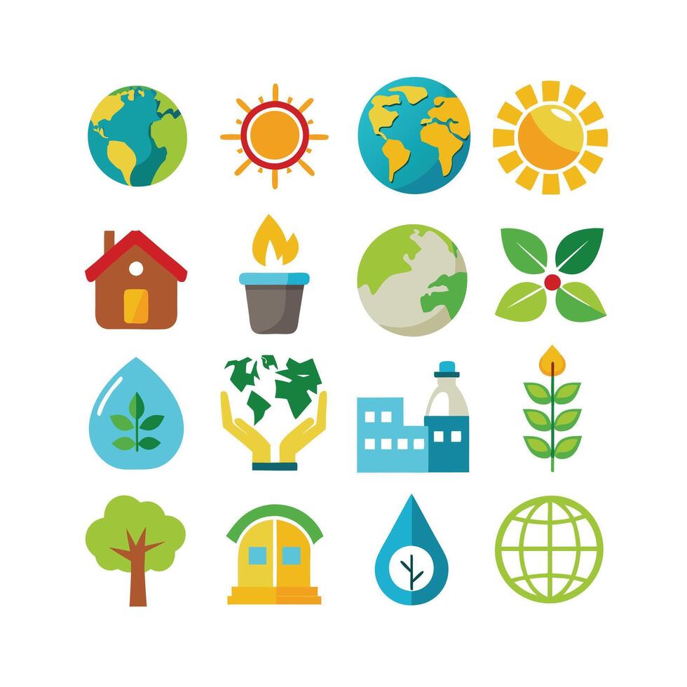 Environment and sustainability icon set illustration vector