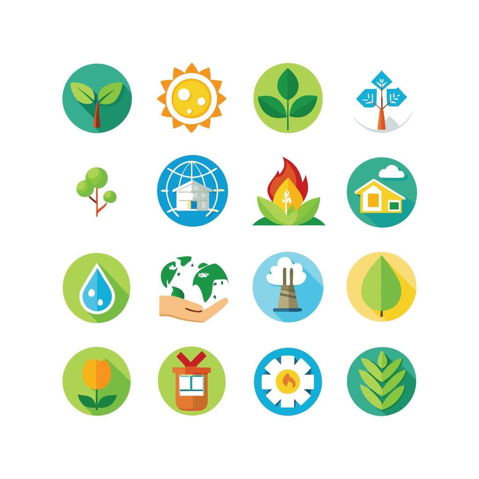 Environment and sustainability icon set illustration vector