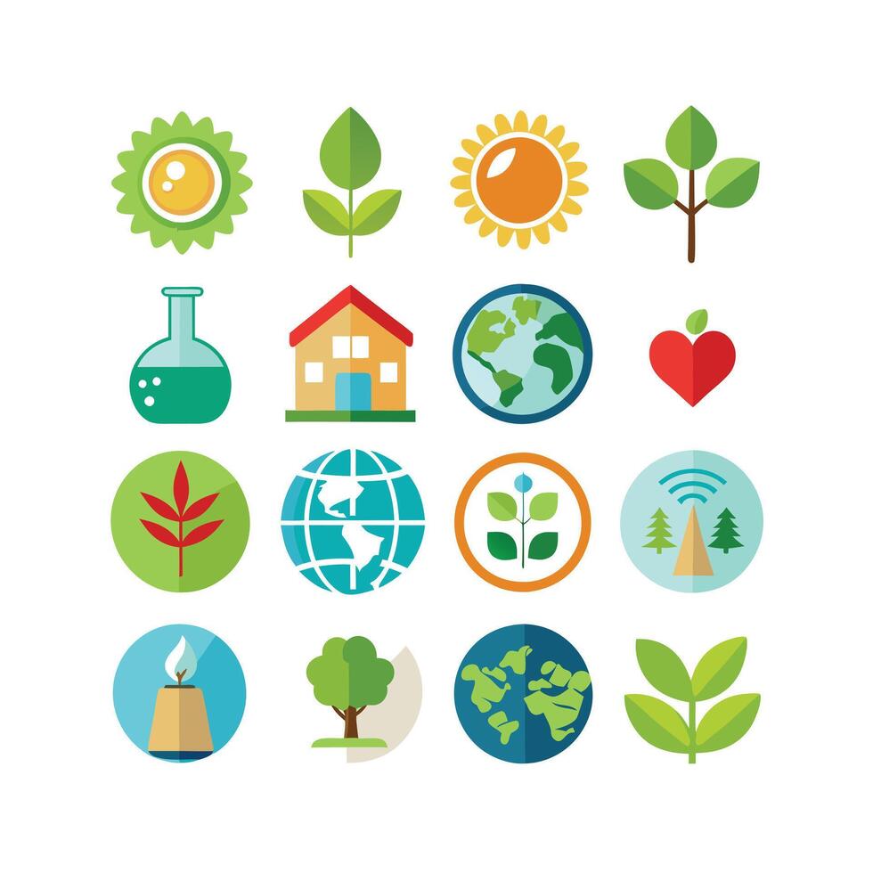 Environment and sustainability icon set illustration vector