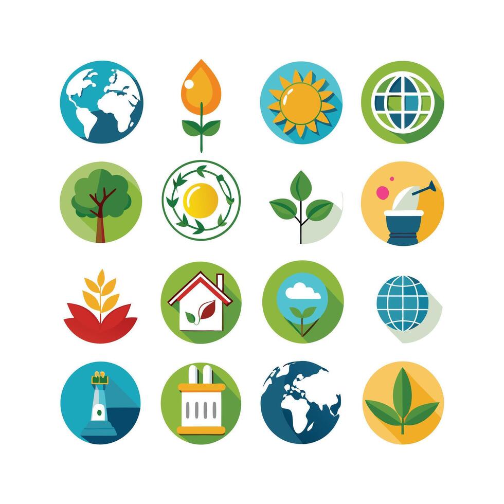 Environment and sustainability icon set illustration vector